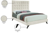 Elly Velvet / Engineered Wood Contemporary Cream Velvet King Bed - 79" W x 87.4" D x 62" H