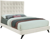 Elly Velvet / Engineered Wood Contemporary Cream Velvet King Bed - 79" W x 87.4" D x 62" H