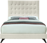 Elly Velvet / Engineered Wood Contemporary Cream Velvet King Bed - 79" W x 87.4" D x 62" H