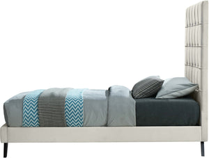 Elly Velvet / Engineered Wood Contemporary Cream Velvet Twin Bed - 41.5" W x 81.9" D x 62" H