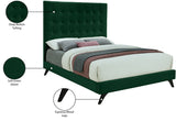 Elly Velvet / Engineered Wood Contemporary Green Velvet Full Bed - 57" W x 81.9" D x 62" H