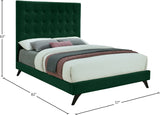 Elly Velvet / Engineered Wood Contemporary Green Velvet Full Bed - 57" W x 81.9" D x 62" H