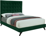 Elly Velvet / Engineered Wood Contemporary Green Velvet Full Bed - 57" W x 81.9" D x 62" H