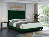 Elly Velvet / Engineered Wood Contemporary Green Velvet Full Bed - 57" W x 81.9" D x 62" H