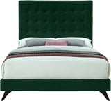 Elly Velvet / Engineered Wood Contemporary Green Velvet Full Bed - 57" W x 81.9" D x 62" H