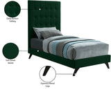 Elly Velvet / Engineered Wood Contemporary Green Velvet Twin Bed - 41.5" W x 81.9" D x 62" H