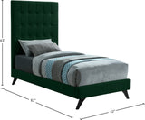 Elly Velvet / Engineered Wood Contemporary Green Velvet Twin Bed - 41.5" W x 81.9" D x 62" H