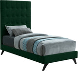 Elly Velvet / Engineered Wood Contemporary Green Velvet Twin Bed - 41.5" W x 81.9" D x 62" H