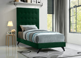 Elly Velvet / Engineered Wood Contemporary Green Velvet Twin Bed - 41.5" W x 81.9" D x 62" H