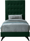 Elly Velvet / Engineered Wood Contemporary Green Velvet Twin Bed - 41.5" W x 81.9" D x 62" H