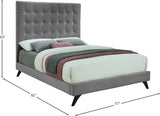 Elly Velvet / Engineered Wood Contemporary Grey Velvet Full Bed - 57" W x 81.9" D x 62" H