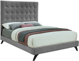 Elly Velvet / Engineered Wood Contemporary Grey Velvet Full Bed - 57" W x 81.9" D x 62" H