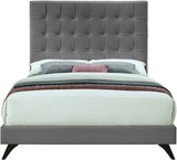 Elly Velvet / Engineered Wood Contemporary Grey Velvet Full Bed - 57" W x 81.9" D x 62" H