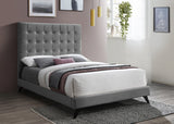 Elly Velvet / Engineered Wood Contemporary Grey Velvet King Bed - 79" W x 87.4" D x 62" H