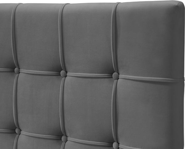 Elly Velvet / Engineered Wood Contemporary Grey Velvet King Bed - 79" W x 87.4" D x 62" H