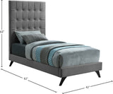 Elly Velvet / Engineered Wood Contemporary Grey Velvet Twin Bed - 41.5" W x 81.9" D x 62" H