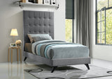 Elly Velvet / Engineered Wood Contemporary Grey Velvet Twin Bed - 41.5" W x 81.9" D x 62" H