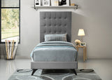 Elly Velvet / Engineered Wood Contemporary Grey Velvet Twin Bed - 41.5" W x 81.9" D x 62" H