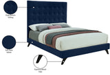 Elly Velvet / Engineered Wood Contemporary Navy Velvet Full Bed - 57" W x 81.9" D x 62" H