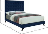 Elly Velvet / Engineered Wood Contemporary Navy Velvet Full Bed - 57" W x 81.9" D x 62" H