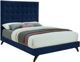 Elly Velvet / Engineered Wood Contemporary Navy Velvet Full Bed - 57" W x 81.9" D x 62" H