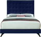 Elly Velvet / Engineered Wood Contemporary Navy Velvet Full Bed - 57" W x 81.9" D x 62" H