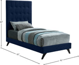 Elly Velvet / Engineered Wood Contemporary Navy Velvet Twin Bed - 41.5" W x 81.9" D x 62" H