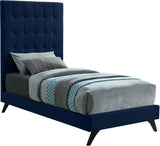 Elly Velvet / Engineered Wood Contemporary Navy Velvet Twin Bed - 41.5" W x 81.9" D x 62" H