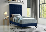 Elly Velvet / Engineered Wood Contemporary Navy Velvet Twin Bed - 41.5" W x 81.9" D x 62" H