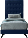 Elly Velvet / Engineered Wood Contemporary Navy Velvet Twin Bed - 41.5" W x 81.9" D x 62" H