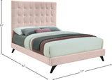 Elly Velvet / Engineered Wood Contemporary Pink Velvet Full Bed - 57" W x 81.9" D x 62" H