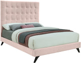 Elly Velvet / Engineered Wood Contemporary Pink Velvet Full Bed - 57" W x 81.9" D x 62" H