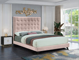 Elly Velvet / Engineered Wood Contemporary Pink Velvet Full Bed - 57" W x 81.9" D x 62" H