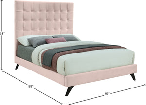 Elly Velvet / Engineered Wood Contemporary Pink Velvet Queen Bed - 63" W x 87.4" D x 62" H