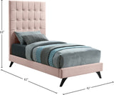 Elly Velvet / Engineered Wood Contemporary Pink Velvet Twin Bed - 41.5" W x 81.9" D x 62" H