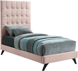 Elly Velvet / Engineered Wood Contemporary Pink Velvet Twin Bed - 41.5" W x 81.9" D x 62" H