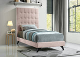 Elly Velvet / Engineered Wood Contemporary Pink Velvet Twin Bed - 41.5" W x 81.9" D x 62" H