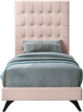 Elly Velvet / Engineered Wood Contemporary Pink Velvet Twin Bed - 41.5" W x 81.9" D x 62" H