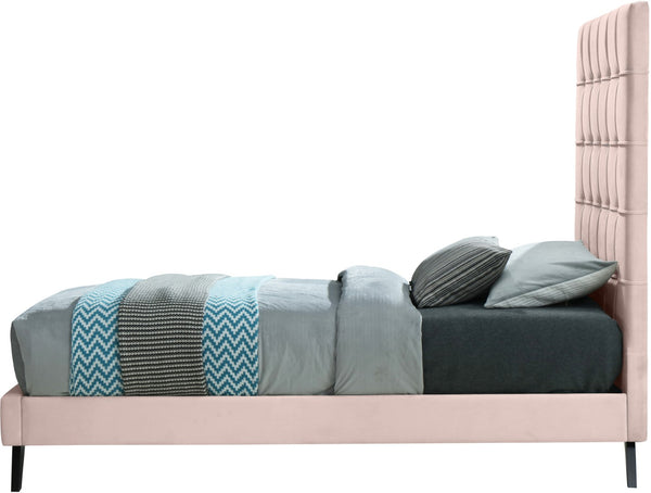 Elly Velvet / Engineered Wood Contemporary Pink Velvet Twin Bed - 41.5" W x 81.9" D x 62" H