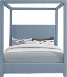 Emerson Linen Textured Fabric / Solid Wood / Plywood / Foam Mid Century Modern Sky Blue King Bed (3 Boxes) - 83" W x 87" D x 78" H