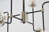 Bethel Polished Nickel & Black Chandelier in Steel & Glass