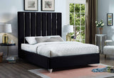 Enzo Velvet / Engineered Wood / Metal / Foam Contemporary Black Velvet Full Bed - 59" W x 81" D x 63.5" H