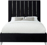 Enzo Velvet / Engineered Wood / Metal / Foam Contemporary Black Velvet Full Bed - 59" W x 81" D x 63.5" H