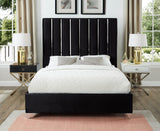 Enzo Velvet / Engineered Wood / Metal / Foam Contemporary Black Velvet Full Bed - 59" W x 81" D x 63.5" H