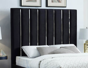 Enzo Velvet / Engineered Wood / Metal / Foam Contemporary Black Velvet King Bed - 80.5" W x 86" D x 63.5" H