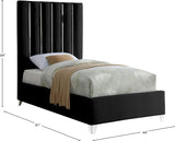 Enzo Velvet / Engineered Wood / Metal / Foam Contemporary Black Velvet Twin Bed - 44" W x 81" D x 63.5" H