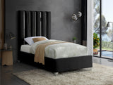 Enzo Velvet / Engineered Wood / Metal / Foam Contemporary Black Velvet Twin Bed - 44" W x 81" D x 63.5" H