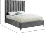 Enzo Velvet / Engineered Wood / Metal / Foam Contemporary Grey Velvet Full Bed - 59" W x 81" D x 63.5" H