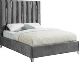 Enzo Velvet / Engineered Wood / Metal / Foam Contemporary Grey Velvet Full Bed - 59" W x 81" D x 63.5" H