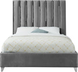 Enzo Velvet / Engineered Wood / Metal / Foam Contemporary Grey Velvet Full Bed - 59" W x 81" D x 63.5" H